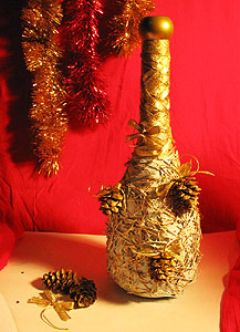 Kalėdinis butelio dekoravimas